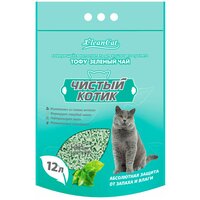 Наполнитель комкующийся "Чистый котик" тофу - зеленый ЧАЙ", 12 л