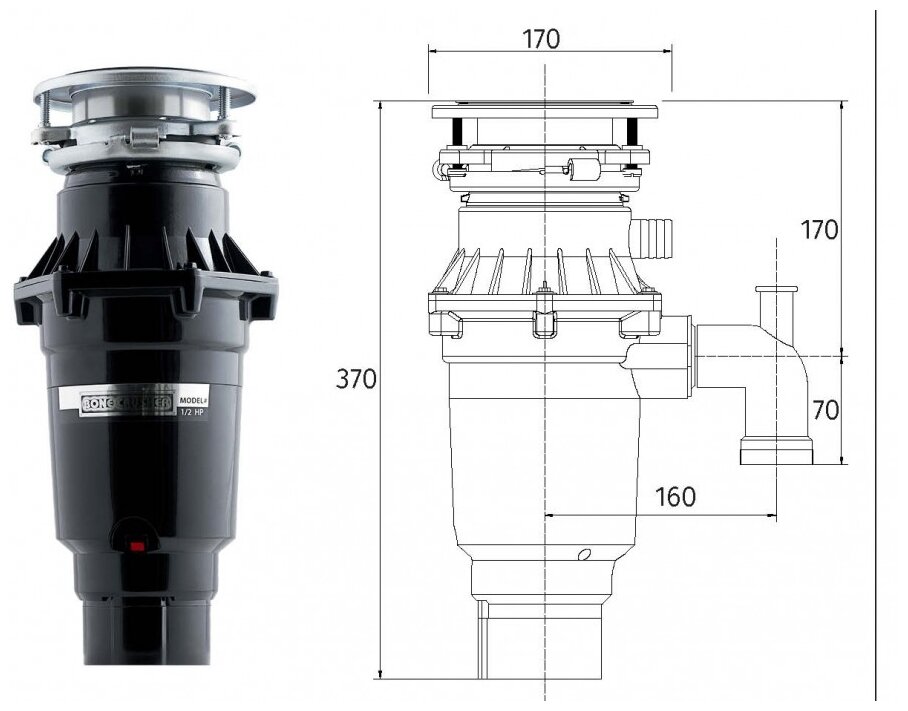 Измельчители отходов Bone Crusher ВС810-SL Slim Line - фотография № 3