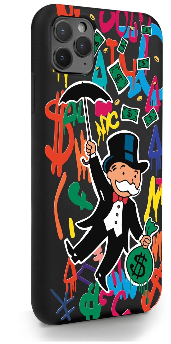 Черный силиконовый чехол MustHaveCase для iPhone 11 Pro Max Rich uncle PennyBags/ Богатенький дядюшка толстосум для Айфон 11 Про Макс Противоударный