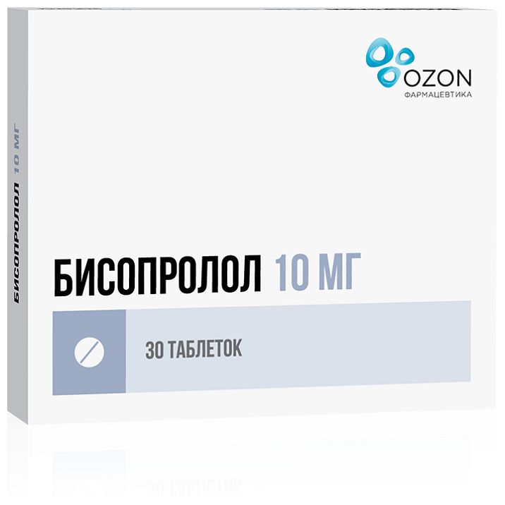 Бисопролол таб. п/о плен., 10 мг, 30 шт.