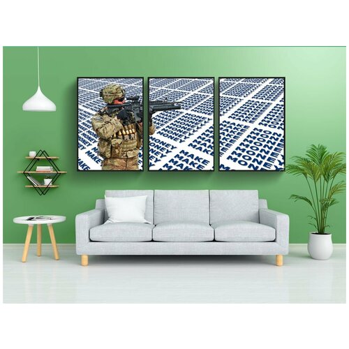 фото Набор модулных постеров для интерьера "солдат, военный, профессиональный солдат" 60x90 см. в тубусе, без рамки lotsprints