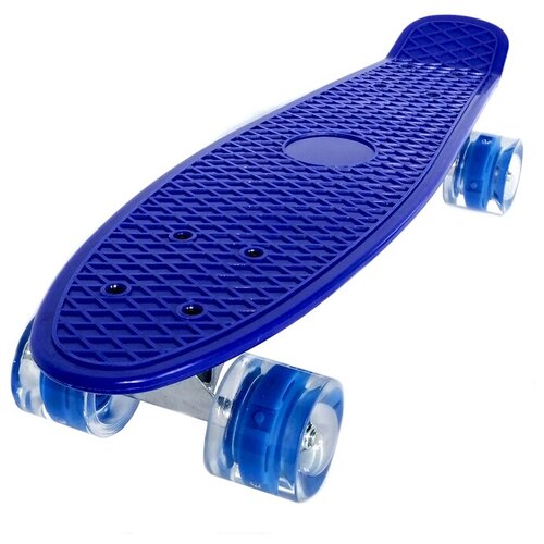 Скейт борд для детей и подростков 55*15 см светящиеся колеса / пенни борд для детей / лонгборд / skateboard / круизер синий