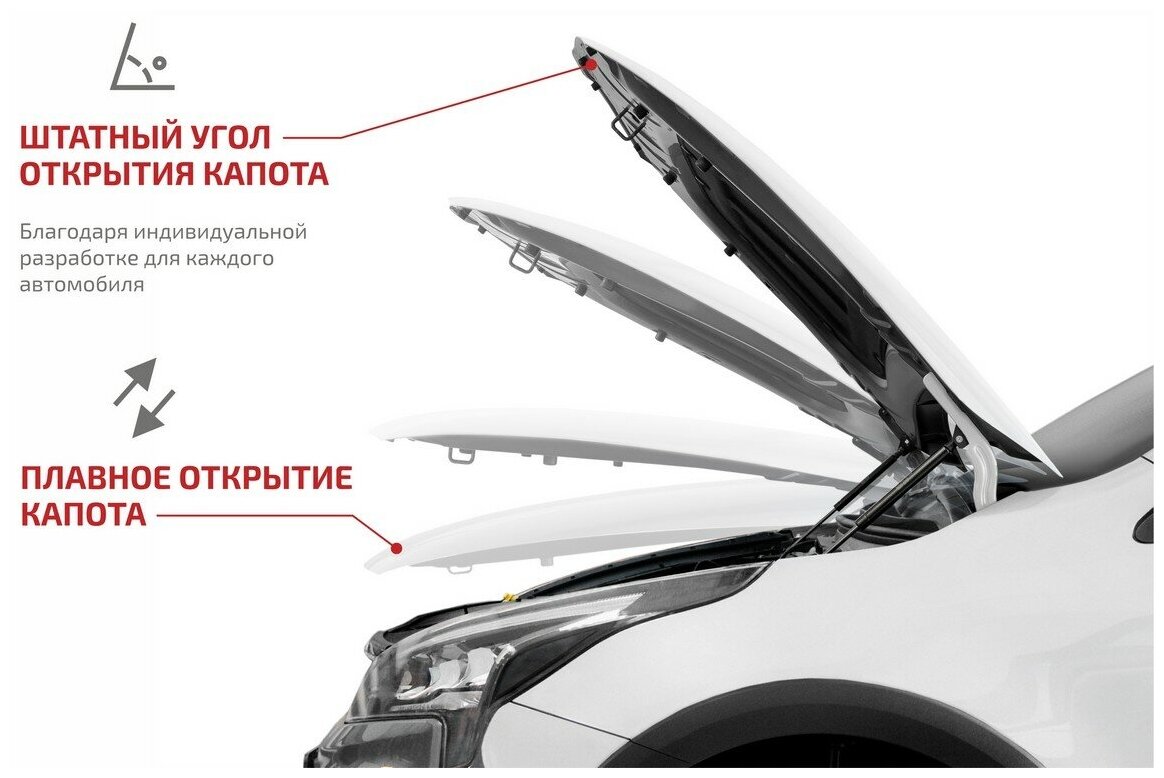 Газовые упоры капота АвтоУпор для Lada Largus I рестайлинг 2021-н. в, 2 шт, ULALAR021