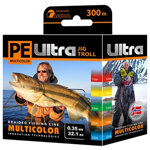 фото Леска плетеная aqua ultra multicolor jig troll 300 0,35