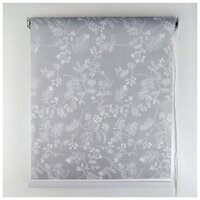 Рулонные шторы, жалюзи для кухни, спальни, комнаты на окна 3D принт "Цветенье" 120X200 см, цвет серый