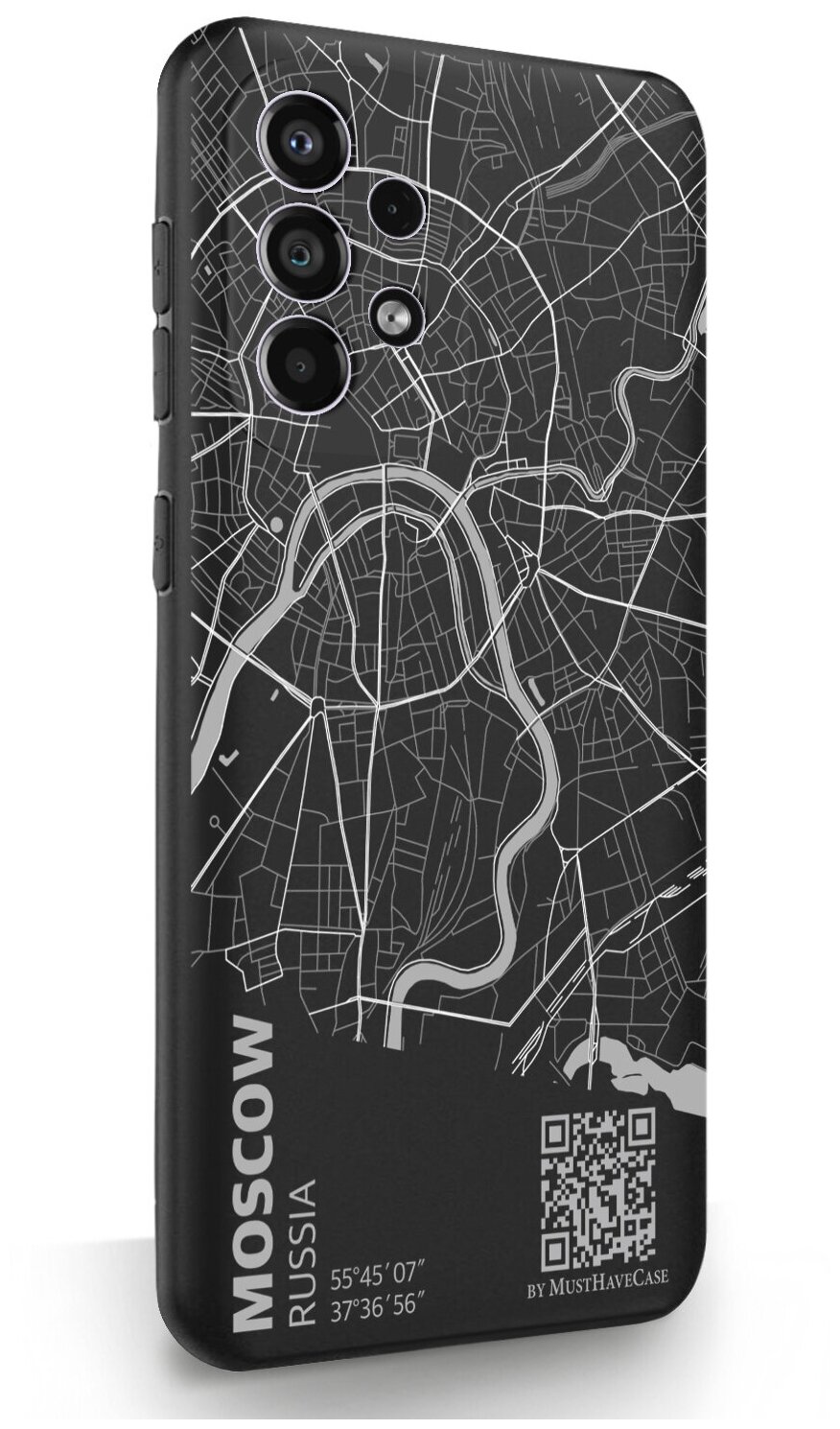 Черный силиконовый чехол для Samsung Galaxy A33 Карта Москвы для Самсунг Галакси А33