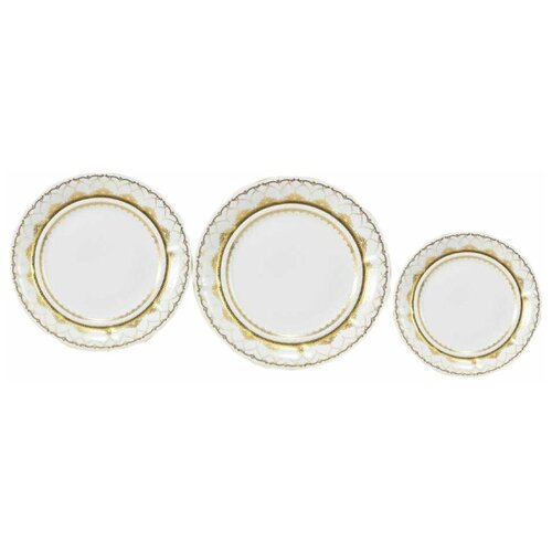 фото Набор тарелок 18 предметов (19, 23, 25 см) leander "соната /изящное золото" / 158422