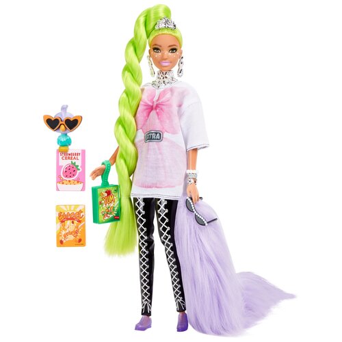 Кукла Barbie Экстра с зелеными неоновыми волосами, HDJ44 кукла barbie экстра с зелеными неоновыми волосами hdj44