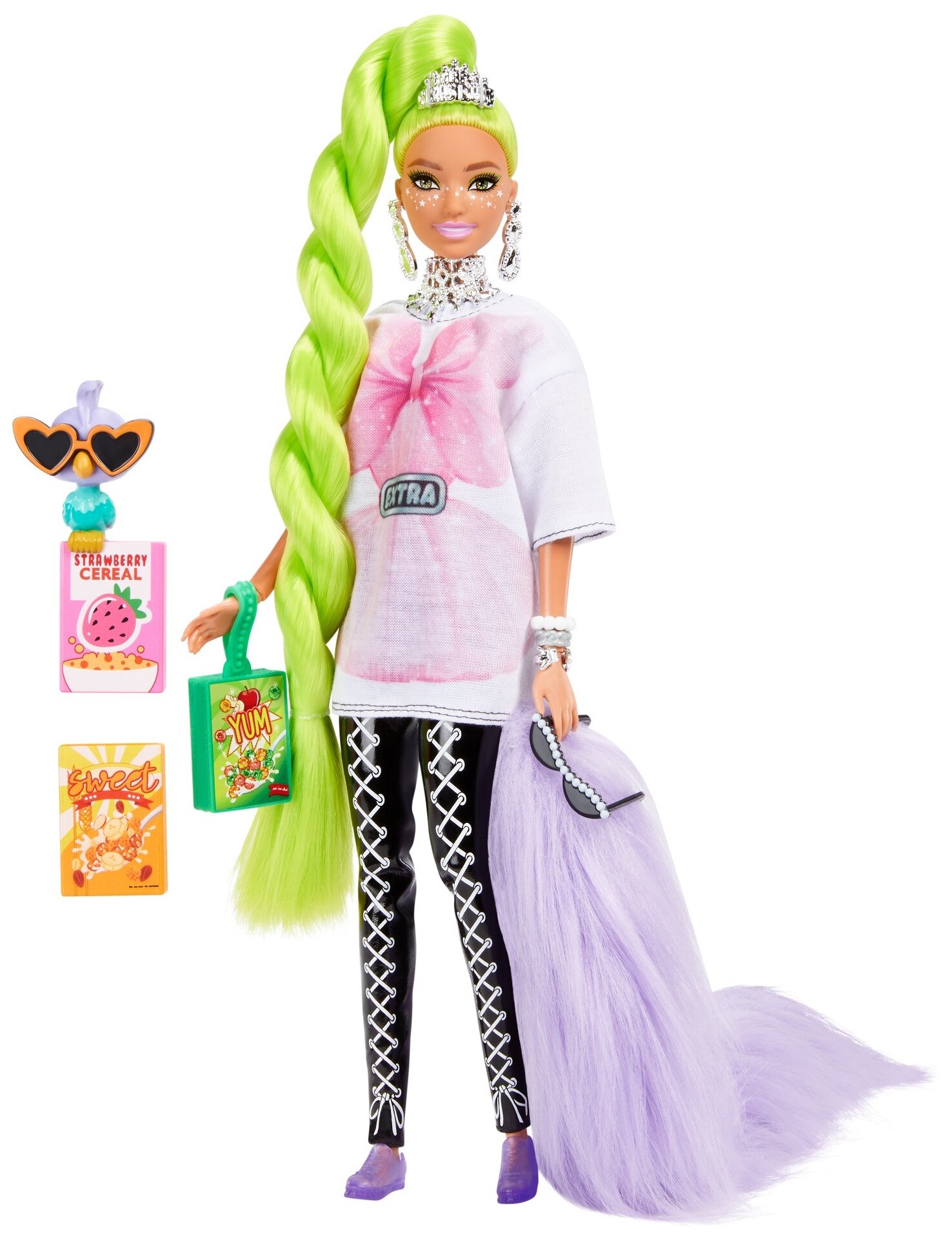 Barbie Кукла Экстра с зелеными неоновыми волосами - фото №1