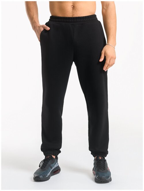 Спортивные брюки, футер 3-нитка начес (L, черный), EAZYWAY