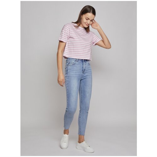 фото Укороченные джинсы силуэта skinny, цвет голубой, размер 29 zolla