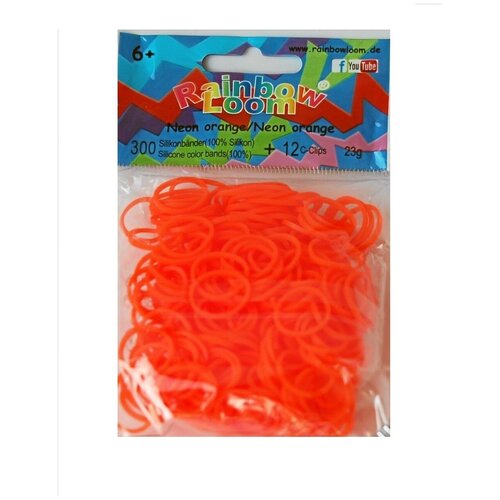 фото Резинки для плетения браслетов rainbow loom силикон, неон оранжевый, neon orange (b0222)