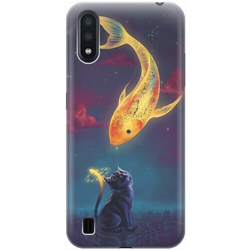 фото Re:pa накладка transparent для samsung galaxy a01 с принтом "кот и рыбка"