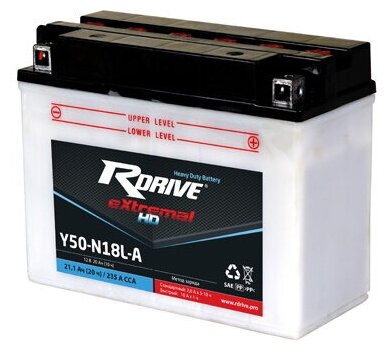 Мото аккумулятор RDRIVE HD Y50-N18L-A
