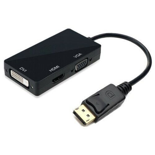 Видео адаптер Orient C309 DisplayPort на DVI-HDMI-VGA кабель 0.2 метра, чёрный видео адаптер orient c314 mini displayport на vga f чёрный