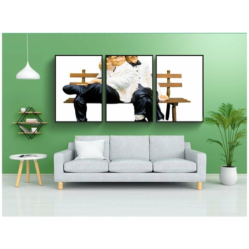 фото Набор модулных постеров для интерьера "персонажи, толстый и глупый, стэн лорел" 60x90 см. в тубусе, без рамки lotsprints