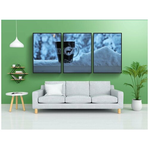 фото Набор модулных постеров для интерьера "снег, зима, напиток" 60x90 см. в тубусе, без рамки lotsprints