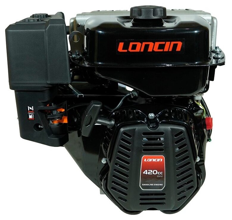 Двигатель бензиновый Loncin LC190FA (A type) D25 5А (лодочная серия, 15л. с, 420куб. см, вал 25мм, ручной старт, катушка 5А)