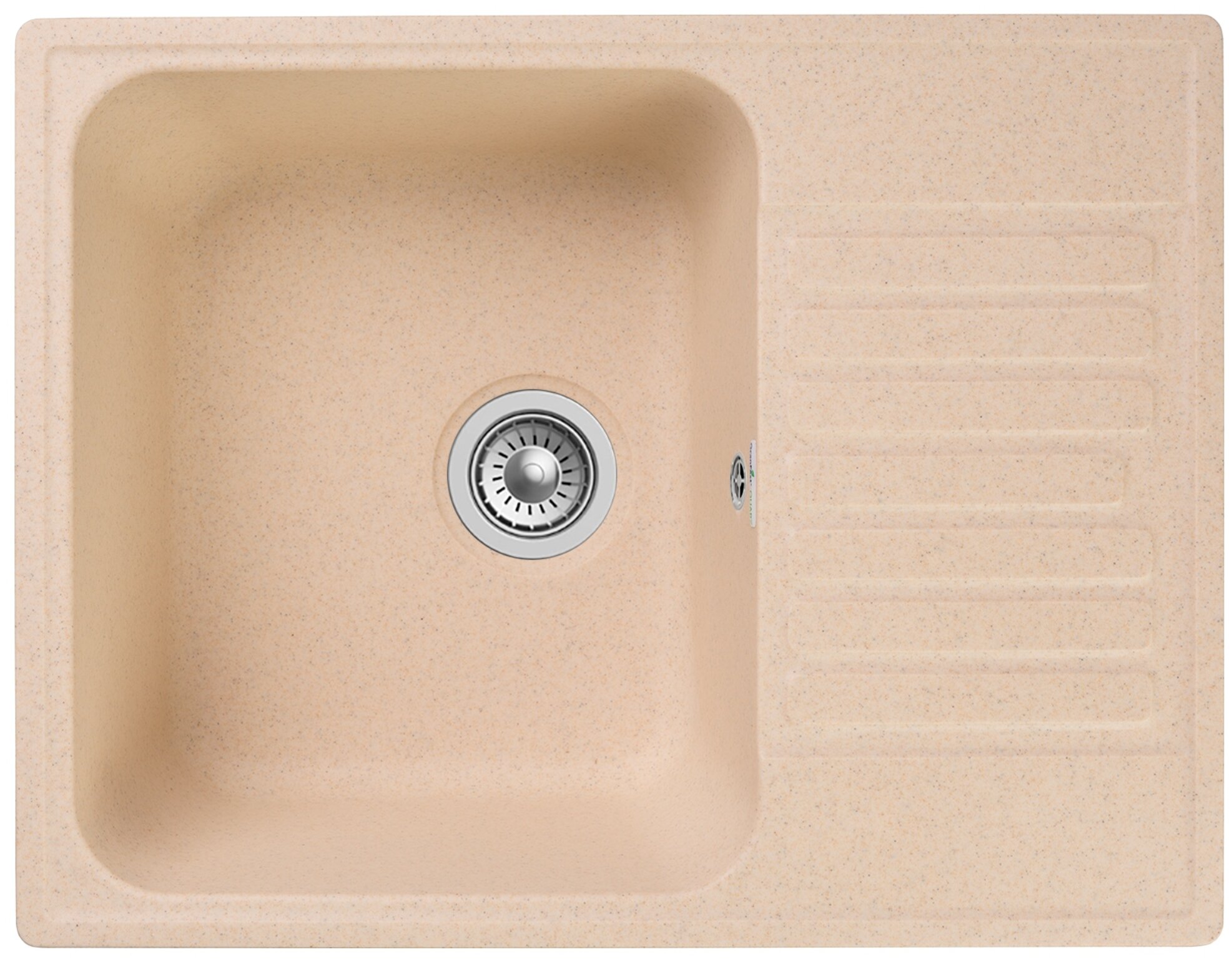 Кухонная кварцевая мойка GranFest Quarz Gf-Z13, врезная, прямоугольная, оборачиваемая, 620х590х180 мм, цвет бежевый/Раковина для кухни - фотография № 2