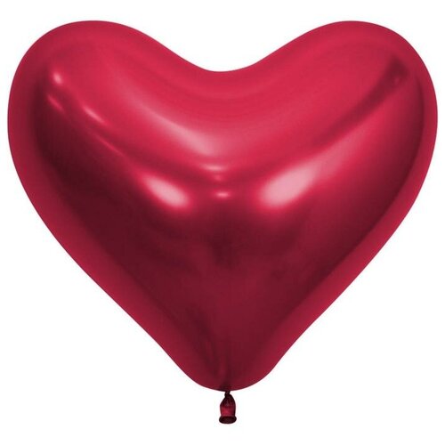 фото Шар латексный 14", сердце, reflex, хром, набор 50 шт., цвет красный sempertex