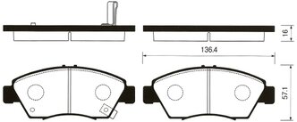 Дисковые тормозные колодки передние SANGSIN BRAKE SP1221 для Acura RSX, Honda Civic (4 шт.)