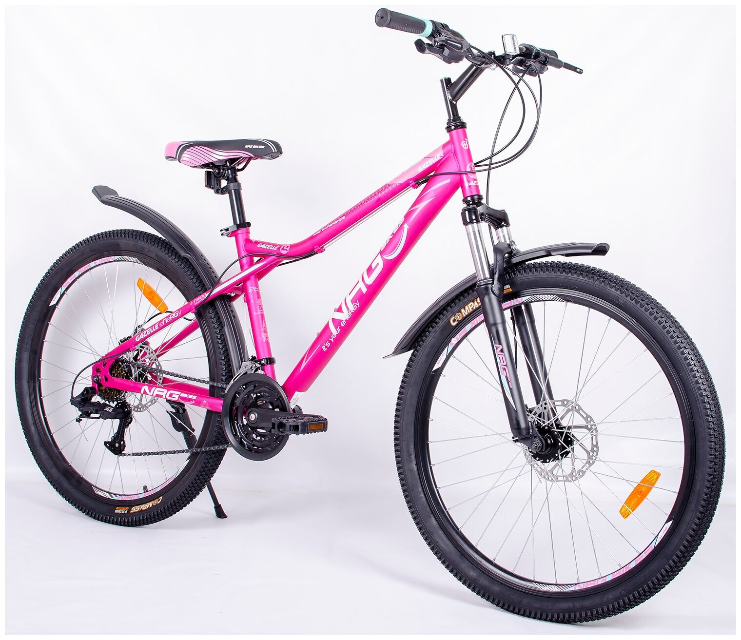 Горный Велосипед NRG Bikes GAZELLE 26''/16'' raspberry-pink-mint, 21 скорость, 2022 год