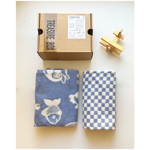 Комплект из 2 шт, одеяло байковое детское, для новорожденных и малышей, 100 х 118 см +100 х 140 см, в подарочной коробке крафт