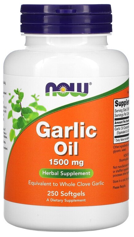 Капсулы NOW Garlic Oil, 250 шт.