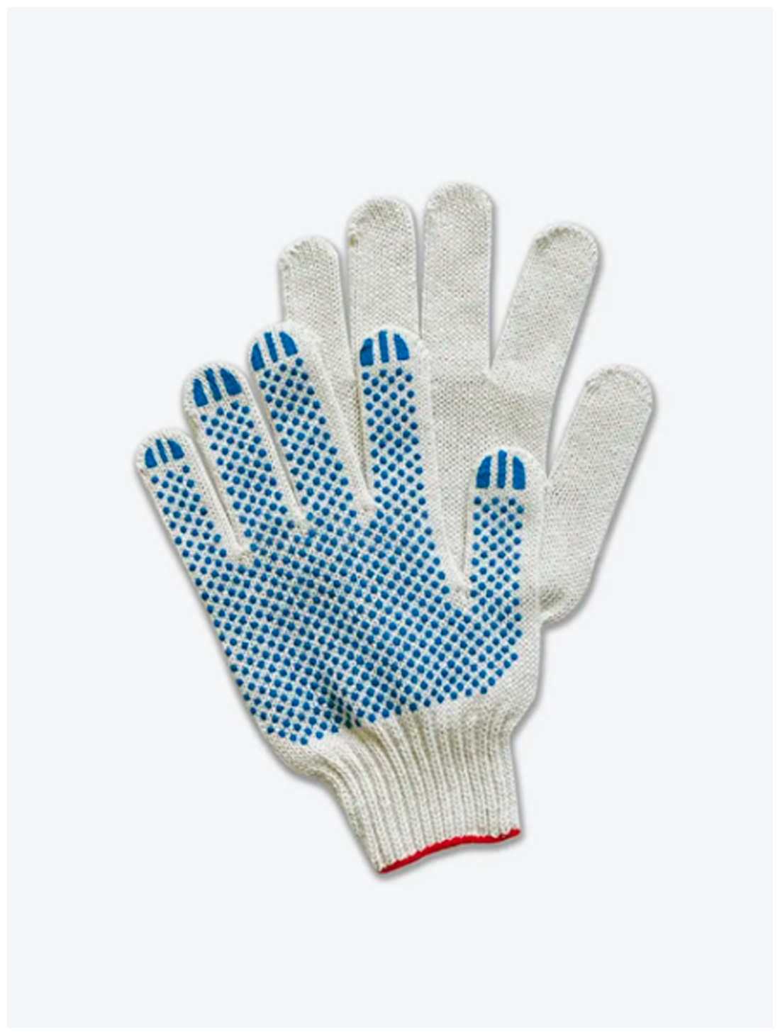 Перчатки рабочие Волга Полимер трикотажные хб с пвх 10 пар 10 класс / рабочие защитные перчатки / 5 нитей