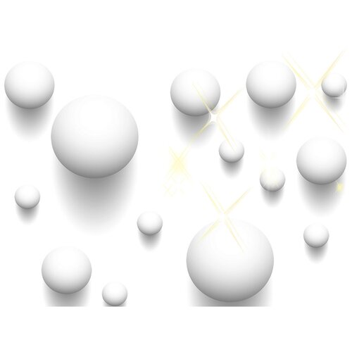 Фотообои Уютная стена 3D белые шары 430х270 см Бесшовные Премиум (единым полотном)