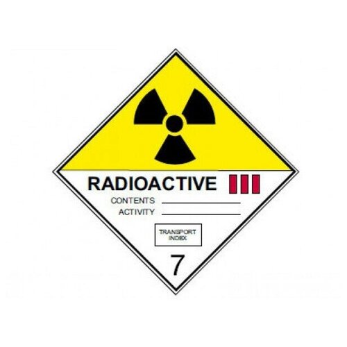 Наклейка Класс 7. Категория Ill, Радиоактивные вещества 300 х 300 мм