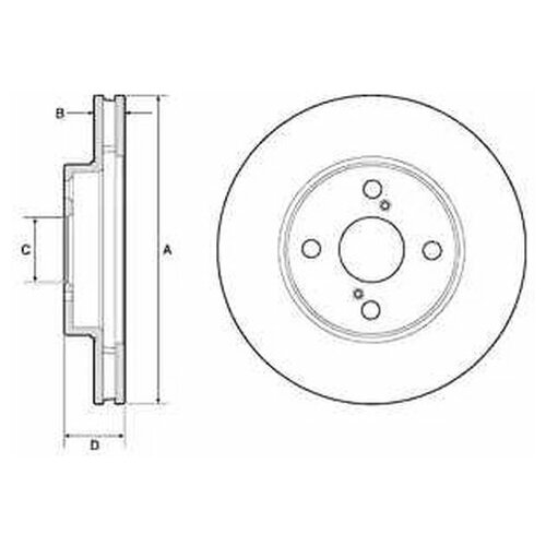 фото Тормозной диск передний delphi bg3734 для toyota corolla, prius