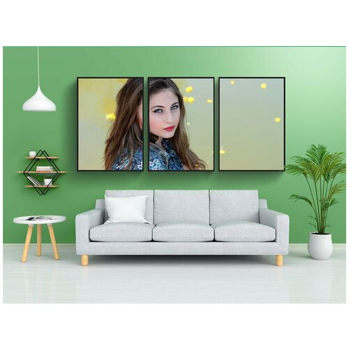 фото Набор модулных постеров для интерьера "лицо, воды, флора" 60x90 см. в тубусе, без рамки lotsprints