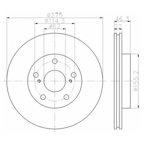 фото Тормозной диск передний hella 8dd355118961 для toyota auris, corolla, corolla rumion