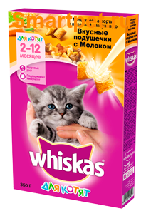 Сухой корм Whiskas для котят, индейка/морковь/молоко, подушечки, 1,9 кг Whiskas .