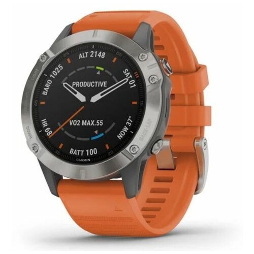 Умные часы Garmin Fenix 6 Sapphire титановый с оранжевым ремешком 7499900₽