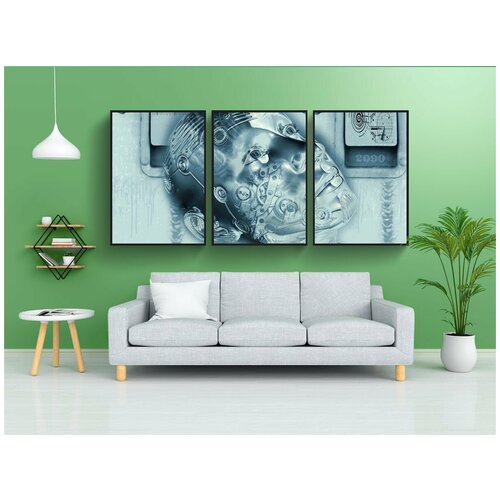 фото Набор модулных постеров для интерьера "киборг, будущее, оцифровка" 60x90 см. в тубусе, без рамки lotsprints