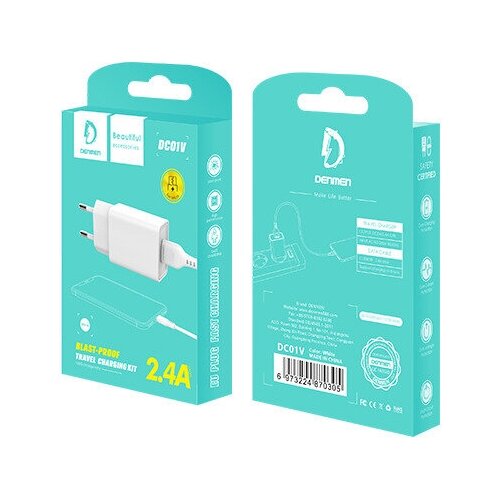 Универсальное зарядное устройство Denmen DC01V кабель microUSB белый