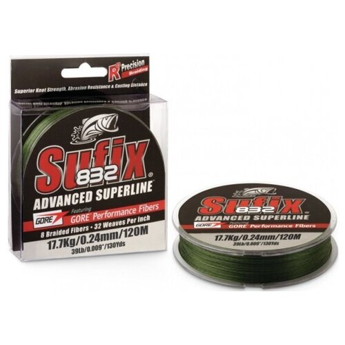 фото Леска sufix 832 braid lo vis green 135м 0.33мм 28,5 кг