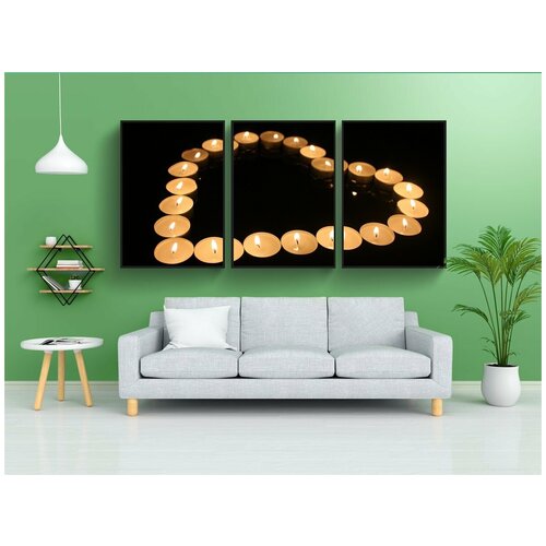 фото Набор модулных постеров для интерьера "сердце, свечи, любовь" 60x90 см. в тубусе, без рамки lotsprints