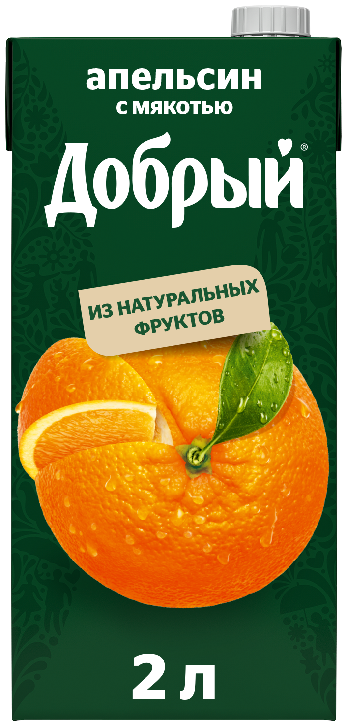 Нектар Добрый Апельсин, без сахара, 2 л