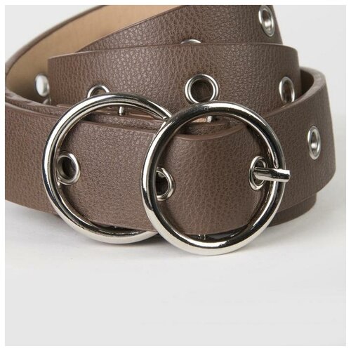 фото Ремень женский, ширина - 2,8 см, пряжка металл, люверсы, цвет тёмно-коричневый mikimarket