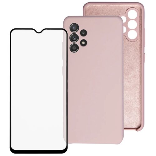 фото Комплект: противоударный чехол silicone cover + защитное стекло для samsung galaxy a32. накладка / бампер с защитой камеры самсунг а32 pduspb