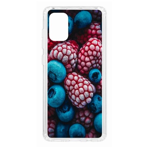 фото Чехол на samsung galaxy a71 kruche print fresh berries/накладка/с рисунком/прозрачный/бампер/противоударный/ударопрочный/с защитой камеры кruче