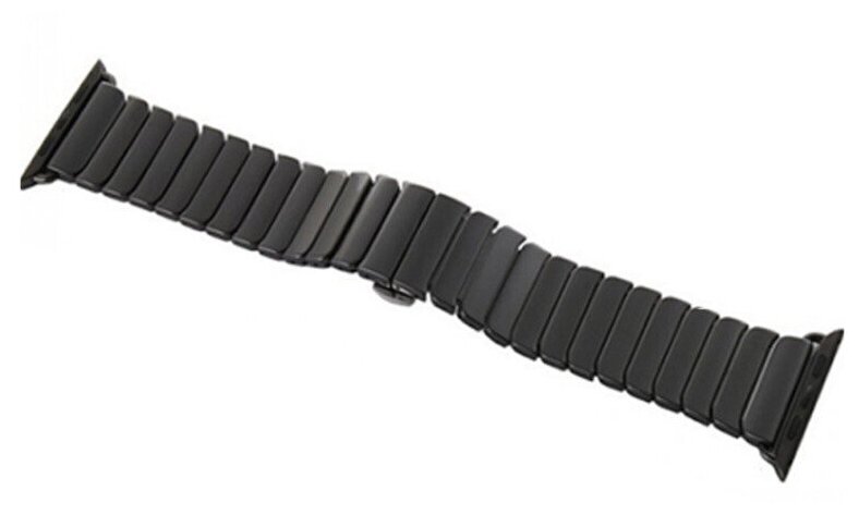 Ремешок керамический для часов Apple Watch 42-44 мм черный ceramic/ Браслет керамический блочный для ЭплВотч / Series 1-6 SE