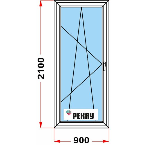 Балконная дверь из профиля РЕХАУ BLITZ (2100 x 900) 60, с поворотно-откидной створкой, 2 стекла, левое открывание балконная дверь рехау blitz 2100х800 мм вхш правая двухкамерный стеклопакет белая