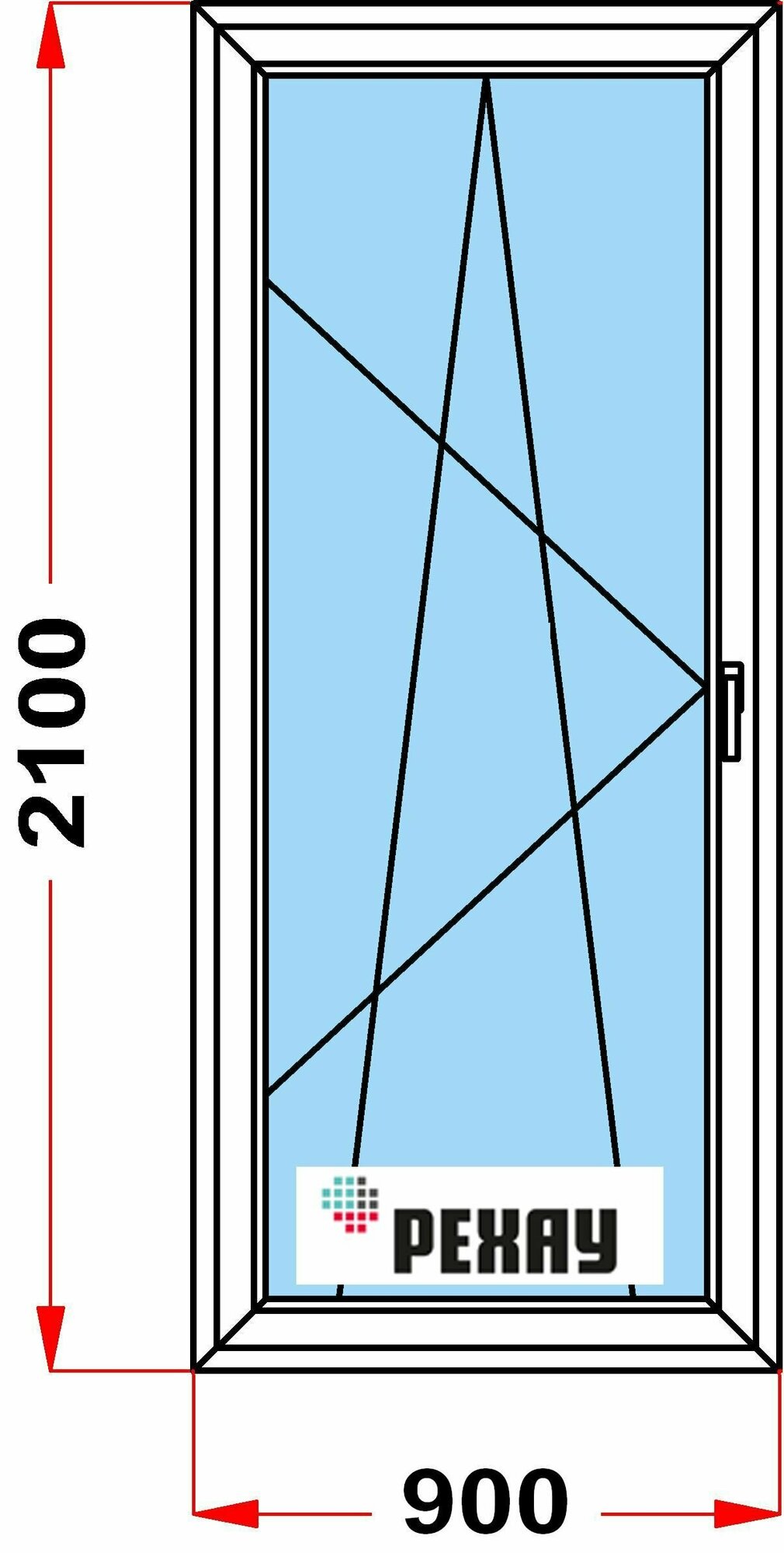 фото Балконная дверь из профиля рехау BLITZ (2100 x 900) 60, с поворотно-откидной створкой, 2 стекла, левое открывание
