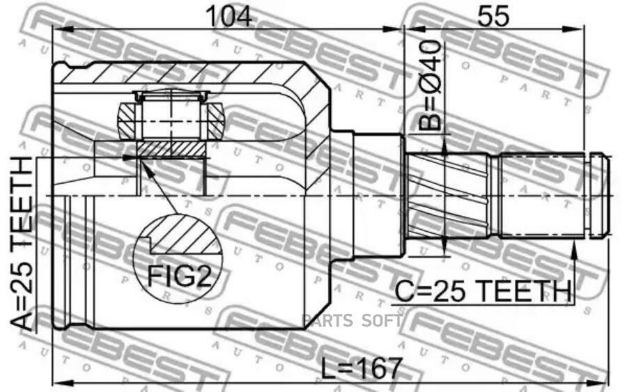 FEBEST 0211-P10 ШРУС внутренний левый 25x40x25 (NISSAN PRIMERA P10 1990-1996) FEBEST ()