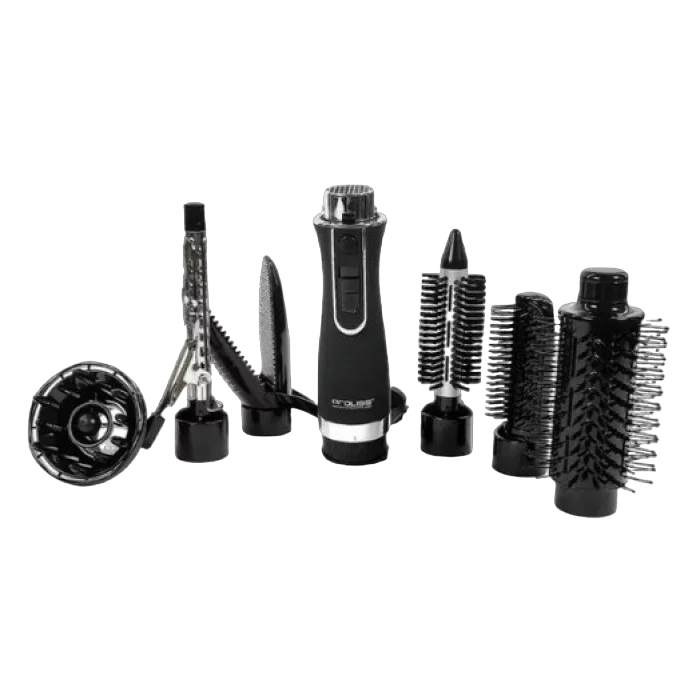 фото Профессиональная фен-щетка, фен-щетка для волос, фен-стайлер, 7 насадок в комплекте, 3 режима нагрева, 1000Вт PRO6001