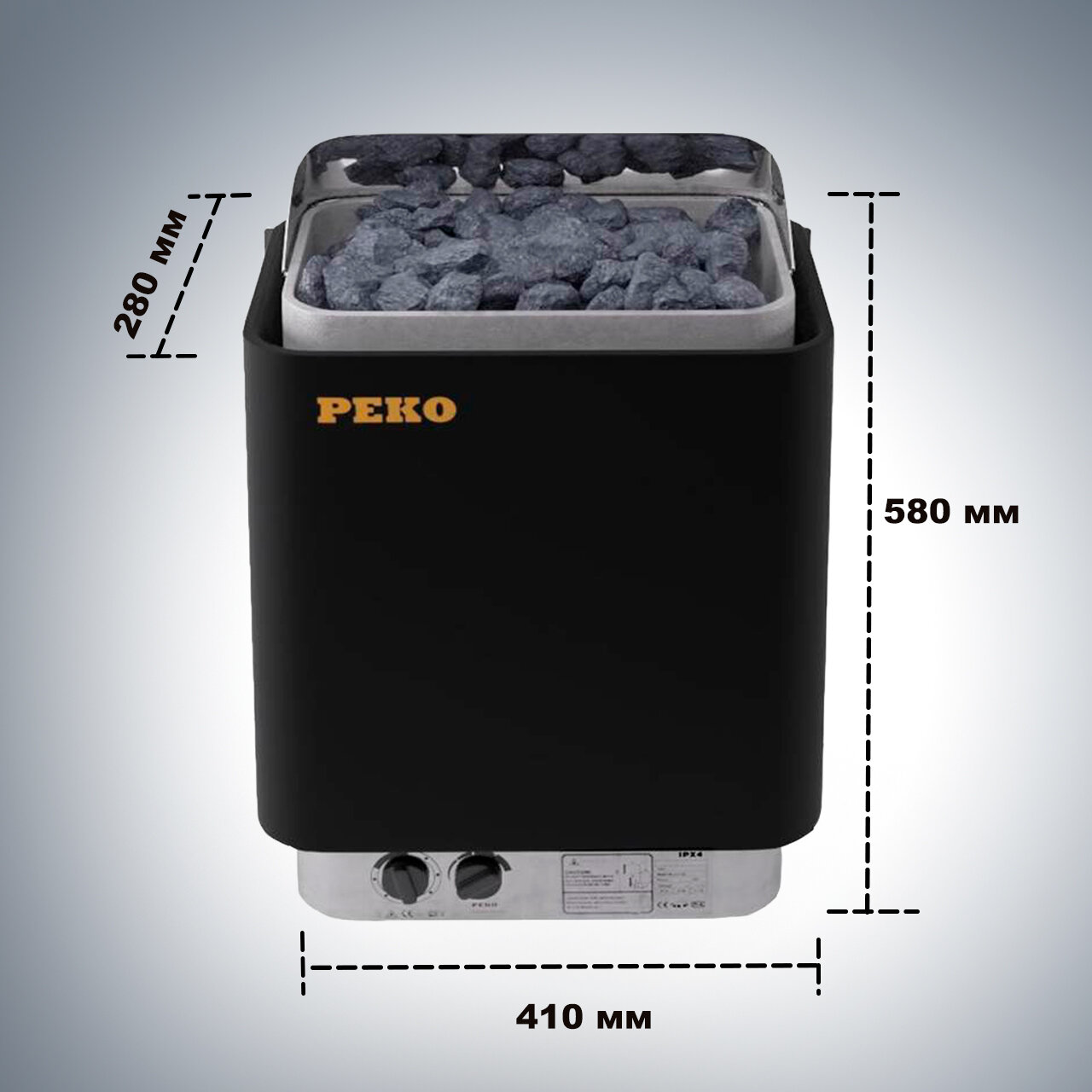 Электрическая банная печь PEKO NOVA BLACK 8 кВт (Встроенный пульт) - фотография № 2
